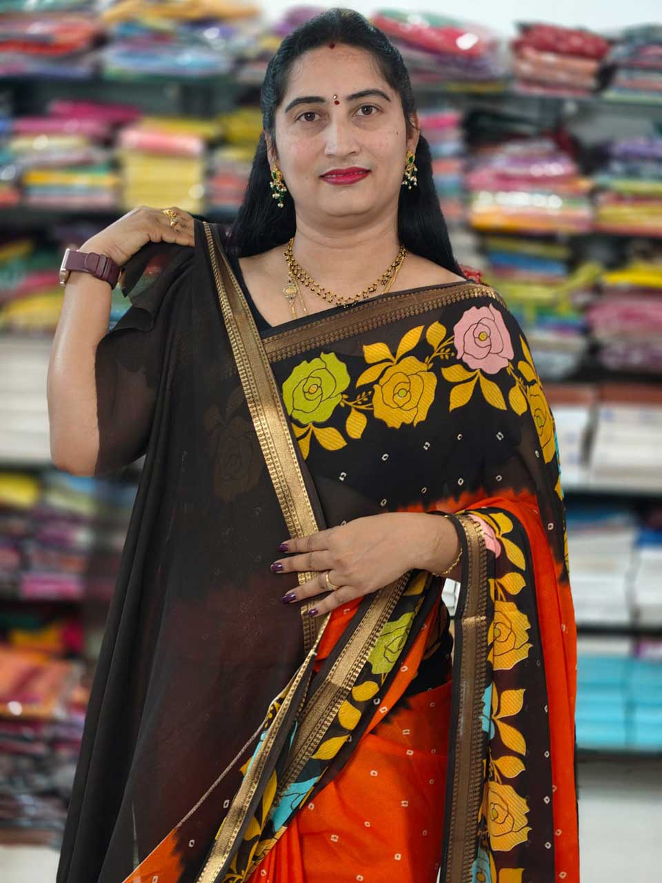 2D Bandhani Floral Georgette-F186