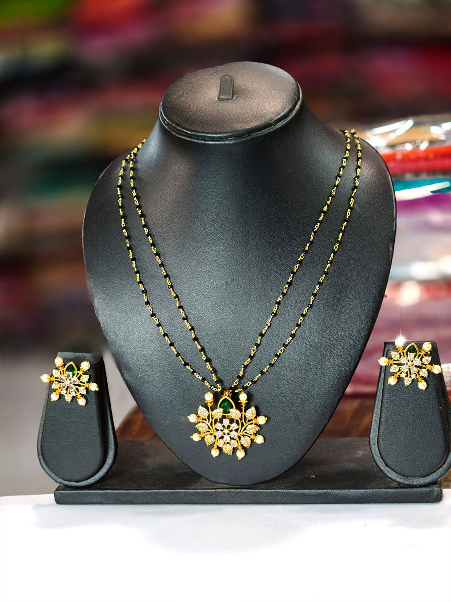 Black Beads chain with locket-JW1002