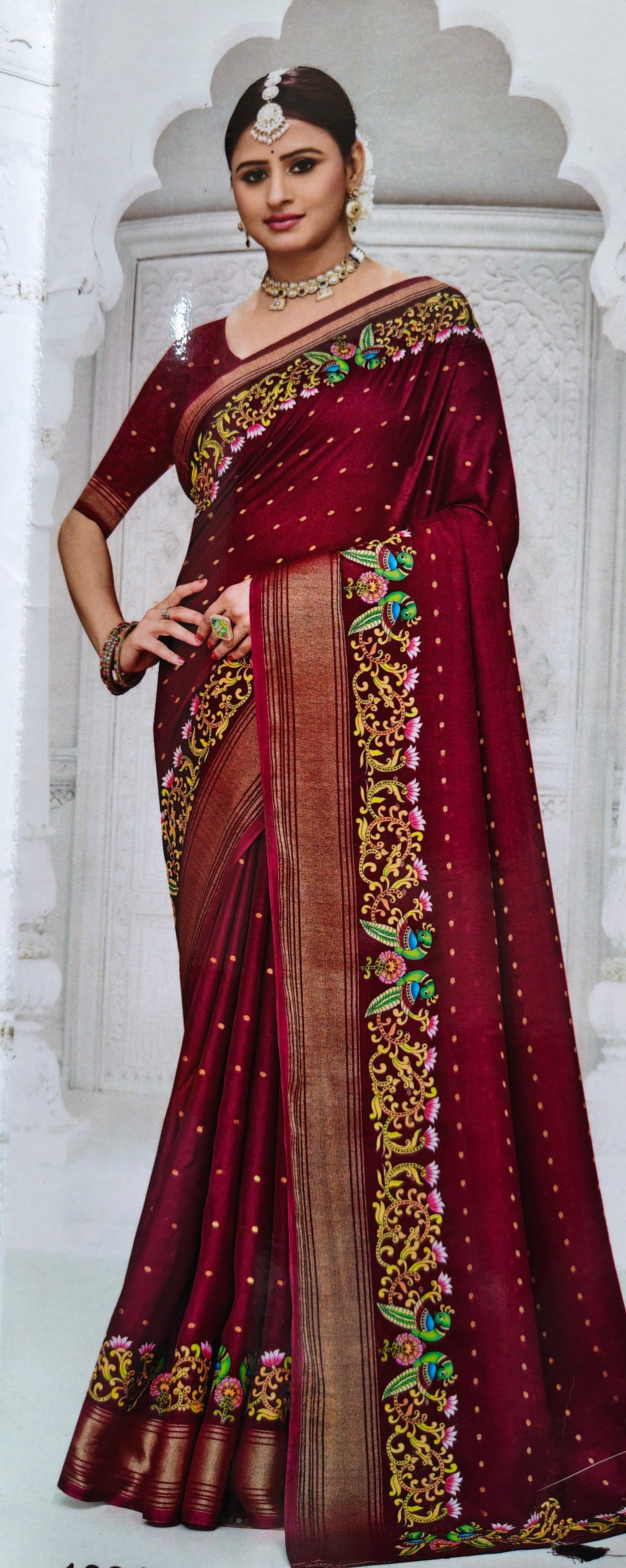 Thanjor handpaint Georgette F238