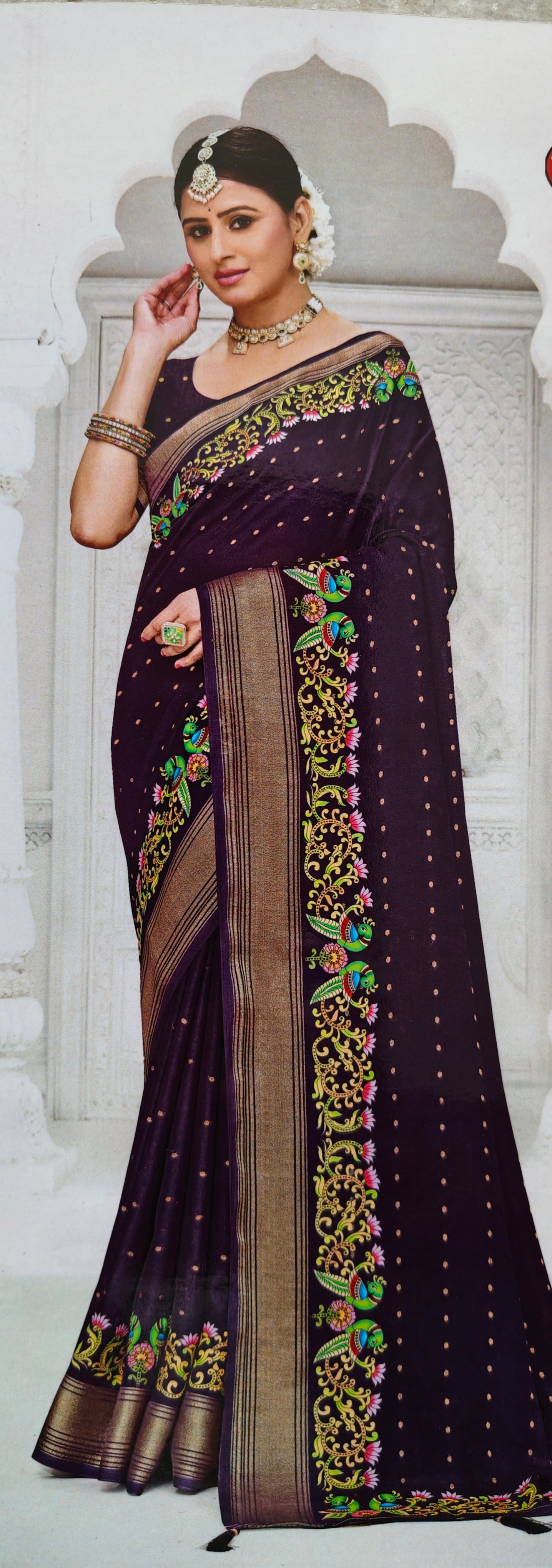 Thanjor handpaint Georgette F238