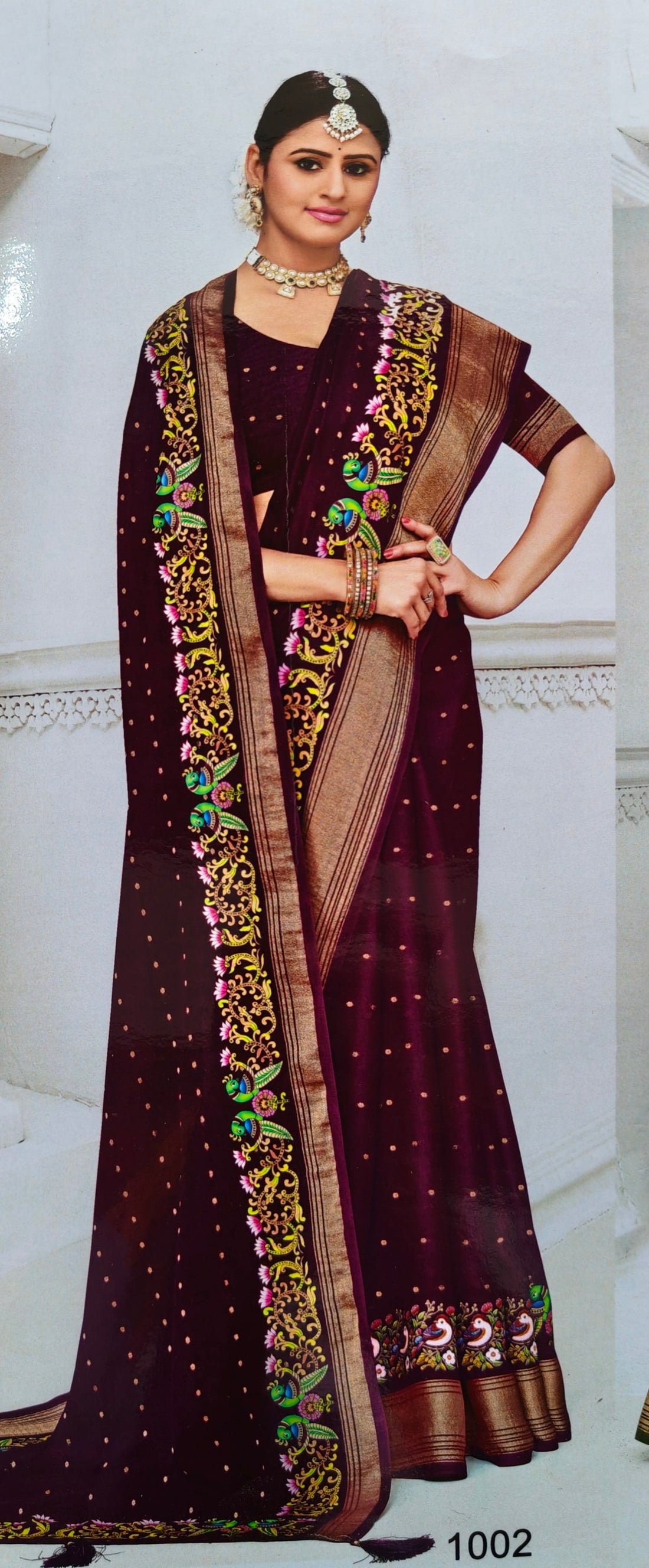 Thanjor handpaint Georgette F238