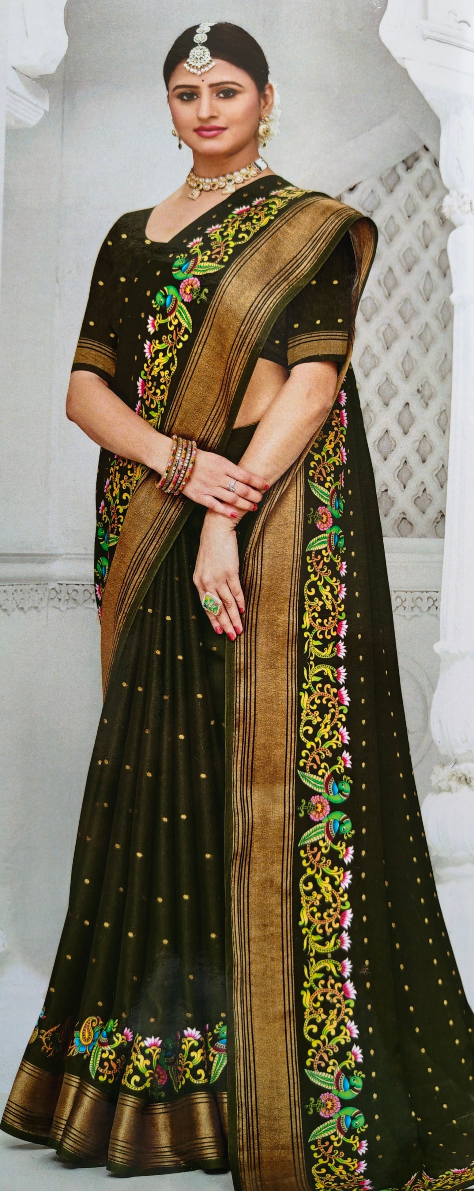 Thanjor handpaint Georgette F238
