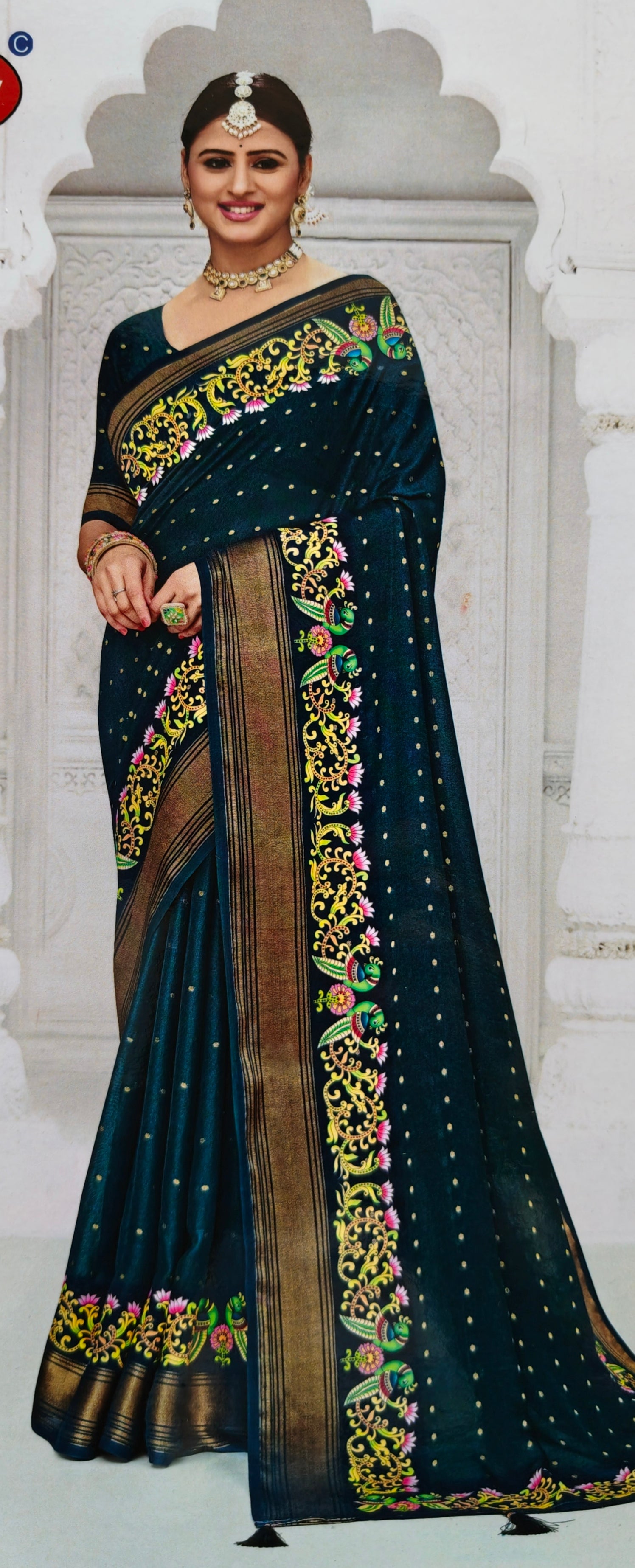 Thanjor handpaint Georgette F238