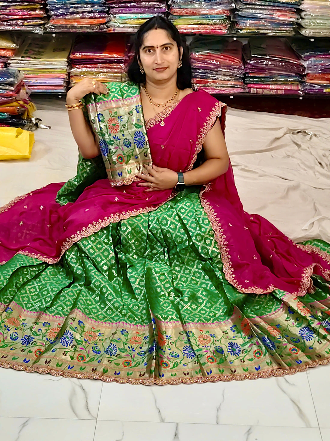 Banarasi paithani pattu half saree 274